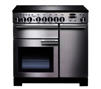 RANGEMASTER  Professional Deluxe 90 Electric Induction Range Cooker - Stainless Steel & Chrome